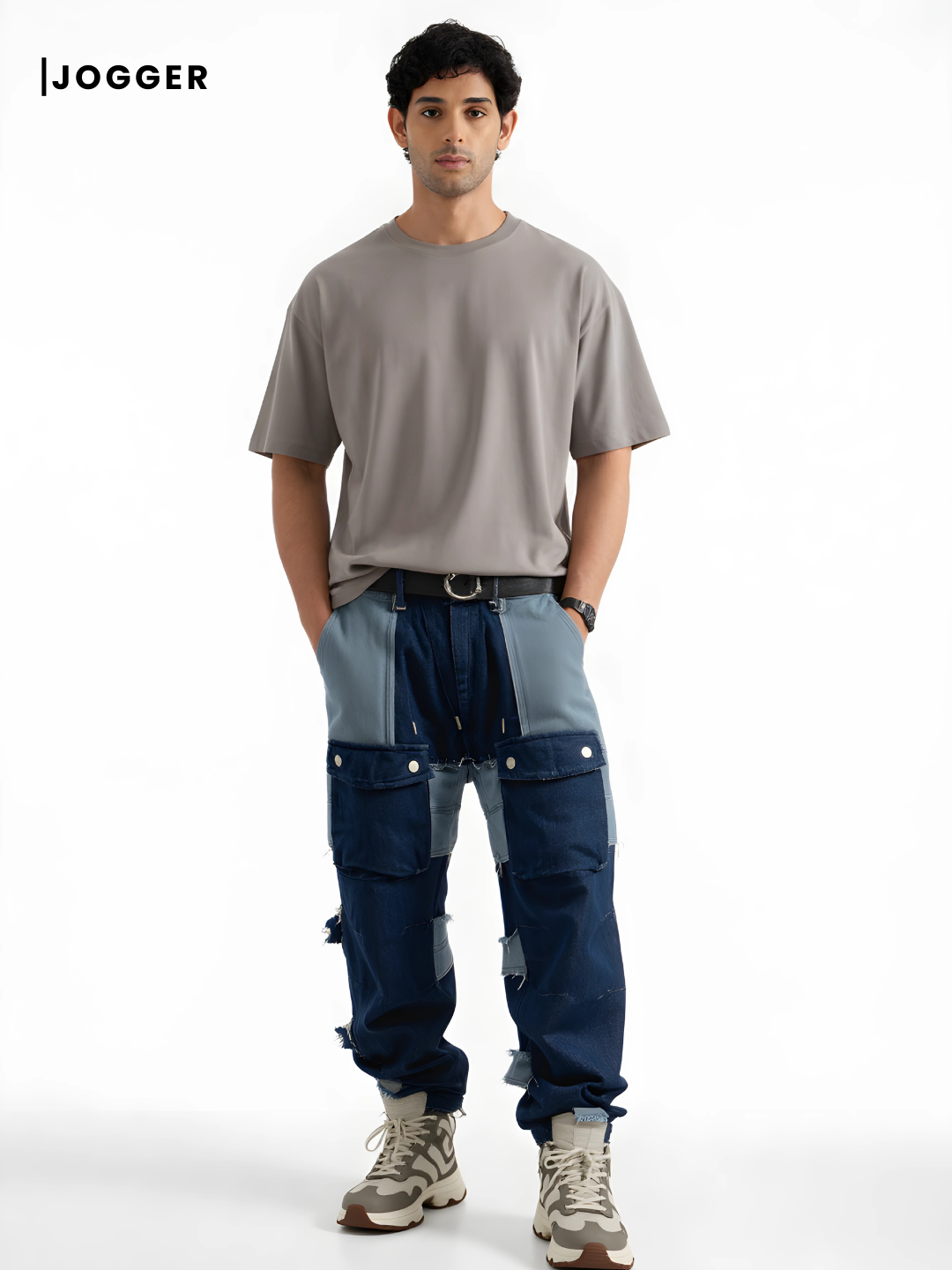 Ins Korean Style Stitching Trend Pants | Cotton Blue Denim - VoxStella