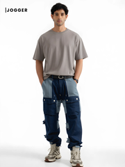 Ins Korean Style Stitching Trend Pants | Cotton Blue Denim - VoxStella