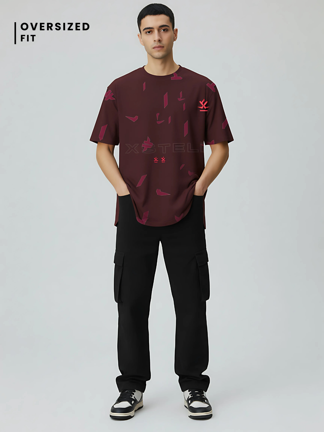 Crimson Reverie – Unisex AOP Oversized Tee (240 GSM) - VoxStella