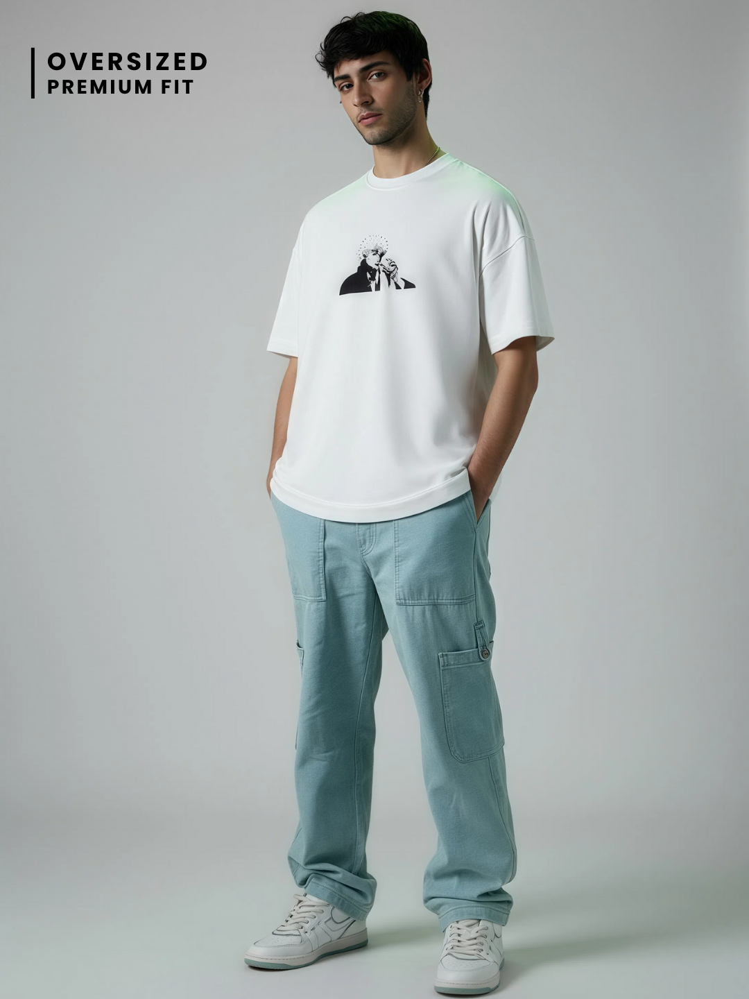 Silver Spirit Peeker Premium Tee – White | 240 GSM - VoxStella