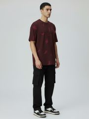 Crimson Reverie – Unisex AOP Oversized Tee (240 GSM) - VoxStella
