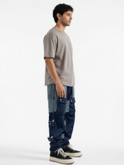 Ins Korean Style Stitching Trend Pants | Cotton Blue Denim - VoxStella