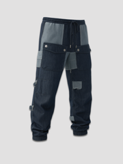 Ins Korean Style Stitching Trend Pants | Cotton Blue Denim - VoxStella