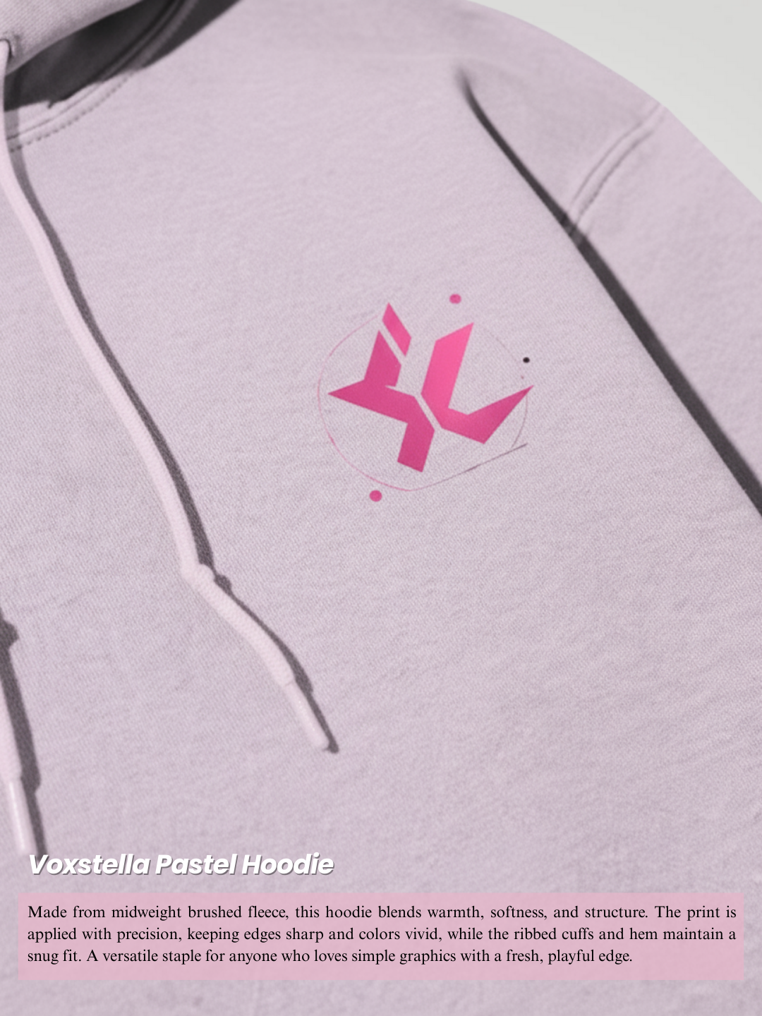 Voxstella Light Baby Pink Premium Hoodie | 300 GSM Fleece